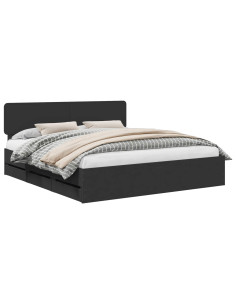 Struttura del letto Nero 200 x 200 cm Legno Ingegnerizzato 2