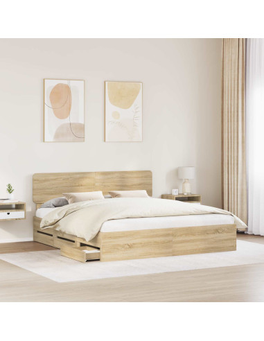 Struttura del letto con cassetto Rovere Sonoma 200 x 200 cm
