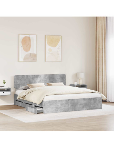 Struttura del letto con cassetto Grigio cemento 200 x 200 cm