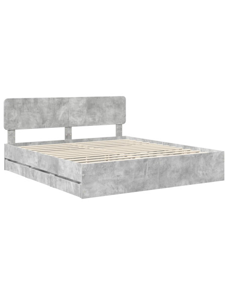 Struttura del letto con cassetto Grigio cemento 200 x 200 cm