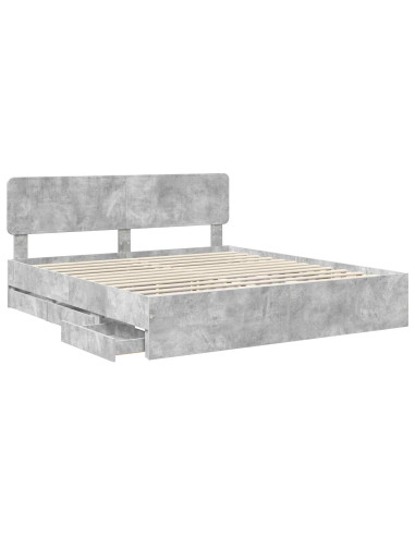 Struttura del letto con cassetto Grigio cemento 200 x 200 cm
