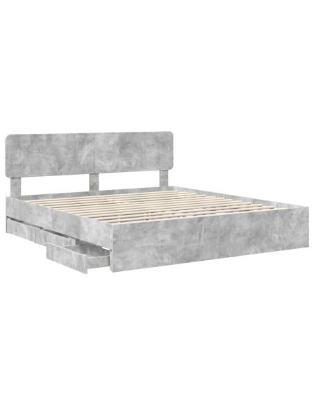 Struttura del letto con cassetto Grigio cemento 200 x 200 cm