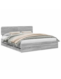 Struttura del letto con cassetto Grigio Sonoma 200 x 200 cm 2