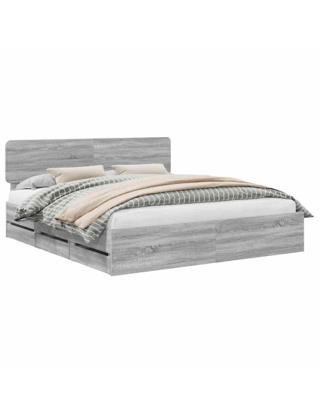 Struttura del letto con cassetto Grigio Sonoma 200 x 200 cm