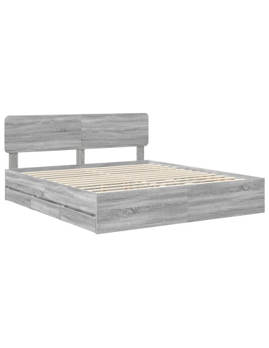 Struttura del letto con cassetto Grigio Sonoma 200 x 200 cm