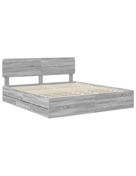 Struttura del letto con cassetto Grigio Sonoma 200 x 200 cm