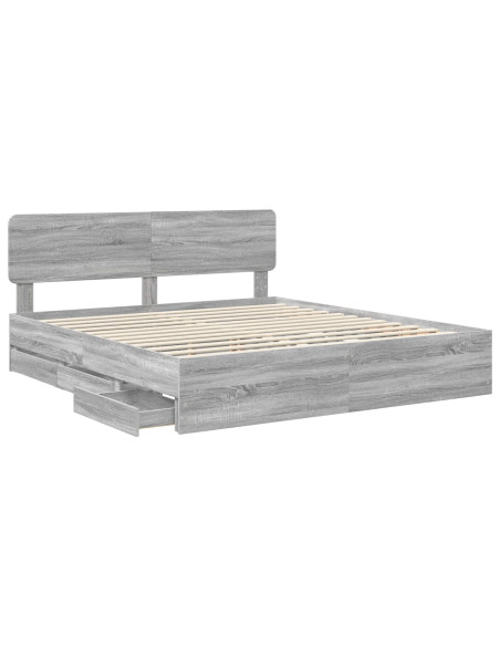 Struttura del letto con cassetto Grigio Sonoma 200 x 200 cm