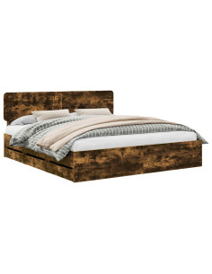 Struttura del letto con cassetto Rovere fumé 180 x 200 cm 2