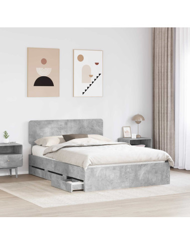 Struttura del letto con cassetto Grigio cemento 160 x 200 cm
