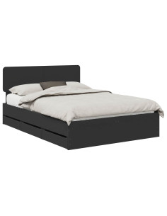 Struttura del letto Nero 150 x 200 cm Legno Ingegnerizzato 2