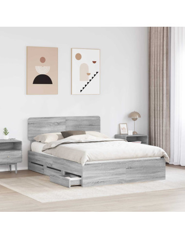 Struttura del letto con cassetto Grigio Sonoma 150 x 200 cm
