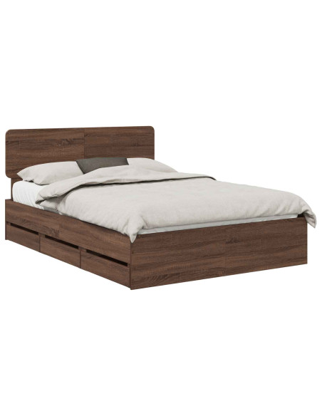 Struttura del letto con cassetto Rovere Marrone 150 x 200 cm