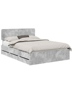 Struttura del letto con cassetto Grigio cemento 140 x 190 cm 2