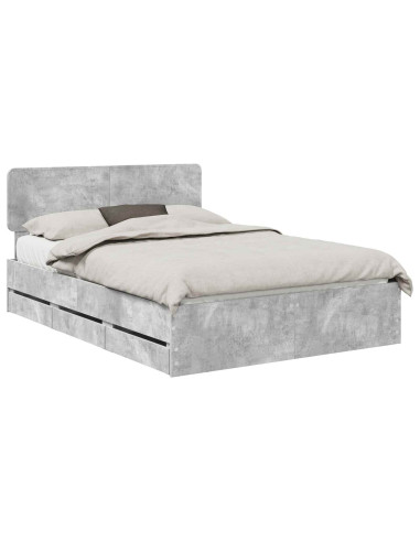 Struttura del letto con cassetto Grigio cemento 140 x 200 cm