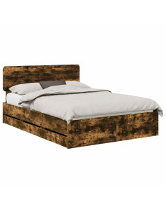 Struttura del letto con cassetto Rovere fumé 140 x 200 cm 2