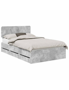 Struttura del letto con cassetto Grigio cemento 135 x 190 cm 2