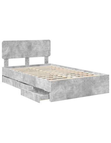 Struttura del letto con cassetto Grigio cemento 135 x 190 cm