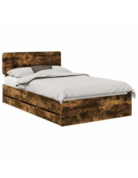 Struttura del letto con cassetto Rovere fumé 135 x 190 cm