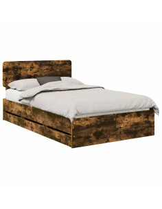 Struttura del letto con cassetto Rovere fumé 120 x 190 cm 2