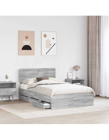 Struttura del letto con cassetto Grigio Sonoma 120 x 200 cm