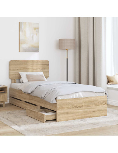 Struttura del letto con cassetto Rovere Sonoma 90 x 190 cm