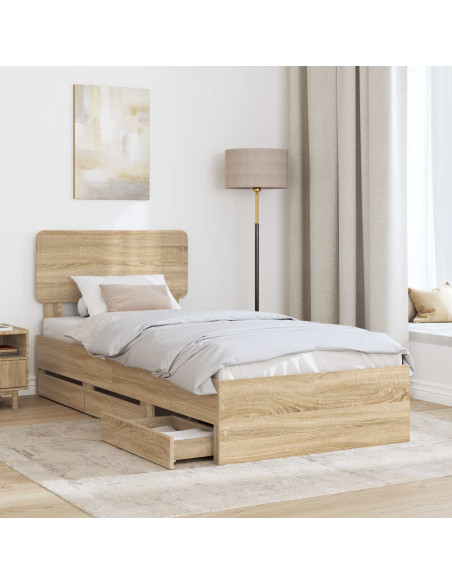 Struttura del letto con cassetto Rovere Sonoma 90 x 190 cm