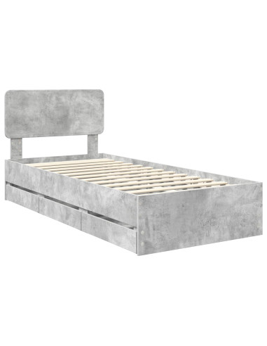 Struttura del letto con cassetto Grigio cemento 90 x 190 cm