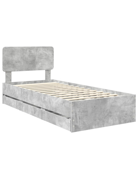 Struttura del letto con cassetto Grigio cemento 90 x 190 cm
