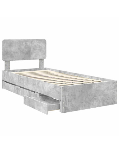 Struttura del letto con cassetto Grigio cemento 90 x 190 cm
