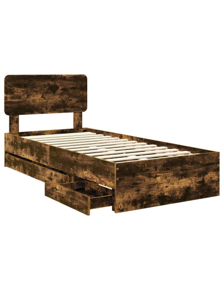Struttura del letto con cassetto Rovere fumé 90 x 190 cm