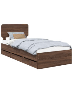 Struttura del letto con cassetto Rovere Marrone 90 x 190 cm 2