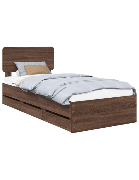 Struttura del letto con cassetto Rovere Marrone 90 x 190 cm