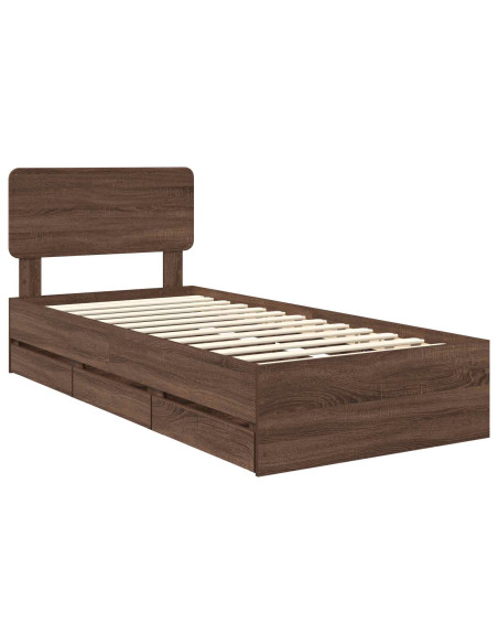 Struttura del letto con cassetto Rovere Marrone 90 x 190 cm