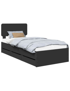 Struttura del letto Nero 90 x 200 cm Legno Ingegnerizzato 2