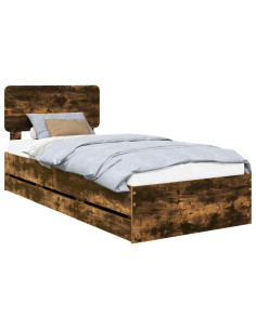 Struttura del letto con cassetto Rovere fumé 90 x 200 cm 2