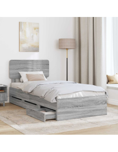 Struttura del letto con cassetto Grigio Sonoma 90 x 200 cm
