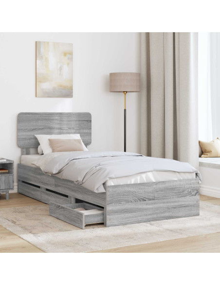 Struttura del letto con cassetto Grigio Sonoma 90 x 200 cm