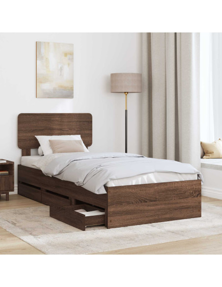 Struttura del letto con cassetto Rovere Marrone 90 x 200 cm