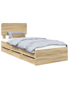 Struttura del letto con cassetto Rovere Sonoma 75 x 190 cm 2