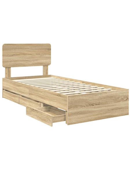 Struttura del letto con cassetto Rovere Sonoma 75 x 190 cm