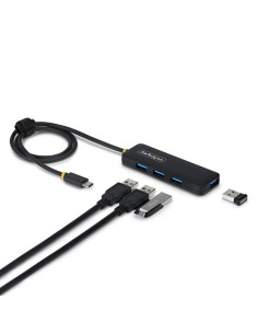 StarTech.com Hub USB-C a 4 Porte, Alimentato da BUS, Mini Hub USB 5Gbps per Laptop/Descktop con 4 Porte USB-A e Cavo Integrato d