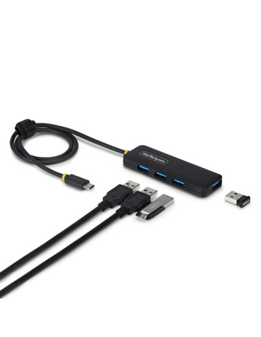 StarTech.com Hub USB-C a 4 Porte, Alimentato da BUS, Mini Hub USB 5Gbps per Laptop/Descktop con 4 Porte USB-A e Cavo Integrato d