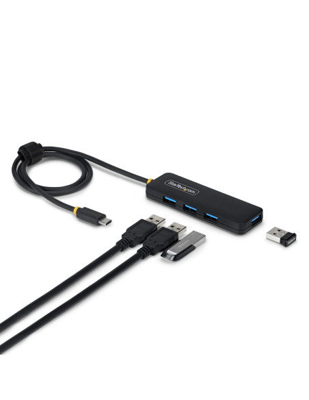 StarTech.com Hub USB-C a 4 Porte, Alimentato da BUS, Mini Hub USB 5Gbps per Laptop/Descktop con 4 Porte USB-A e Cavo Integrato d