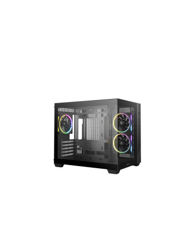 DEEPCOOL CASE MICRO ATX CG330 3F BLK 2xTG 3xARGB FAN (sup 360)