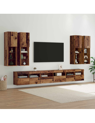 Set di Mobiletto da TV a Parete 7 pcs Legno vecchio