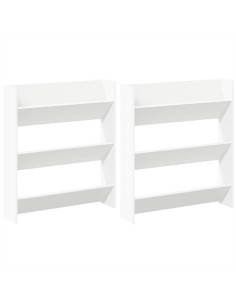 Scarpiere a Muro 2pz Bianche 80x18x90 cm in Legno Multistrato