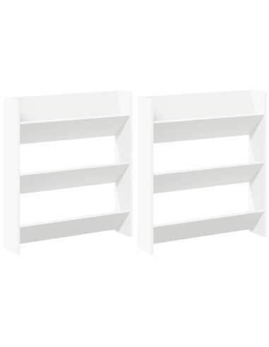 Scarpiere a Muro 2pz Bianche 80x18x90 cm in Legno Multistrato