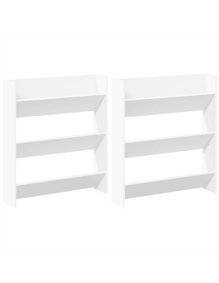 Scarpiere a Muro 2pz Bianche 80x18x90 cm in Legno Multistrato