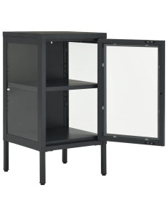 Credenza Antracite 38x35x70 cm in Acciaio e Vetro