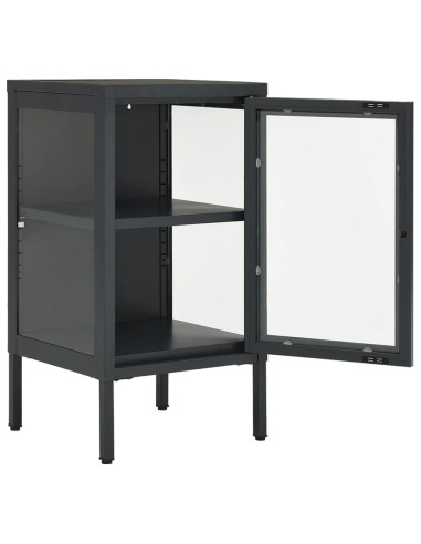 Credenza Antracite 38x35x70 cm in Acciaio e Vetro